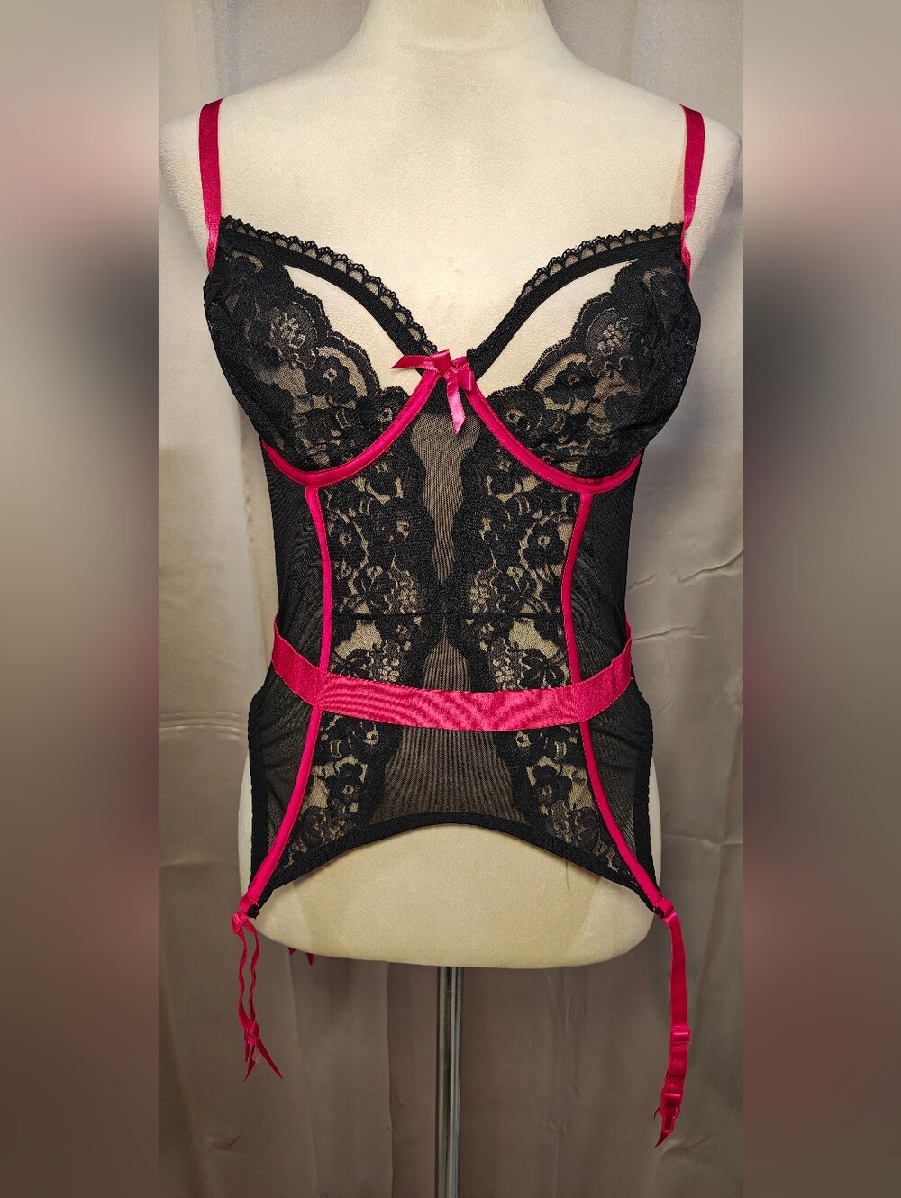 Y2K Adore Me Lyla Bustier Corset Top w Garters & Peek a Boo Cutouts.